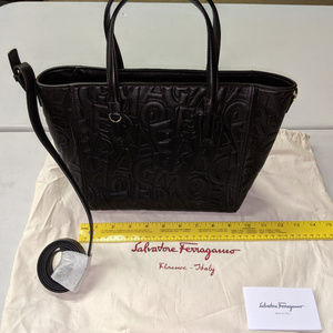 SALVATORE FERRAGAMO WOMEN EMBOSSED TOTE SMALL